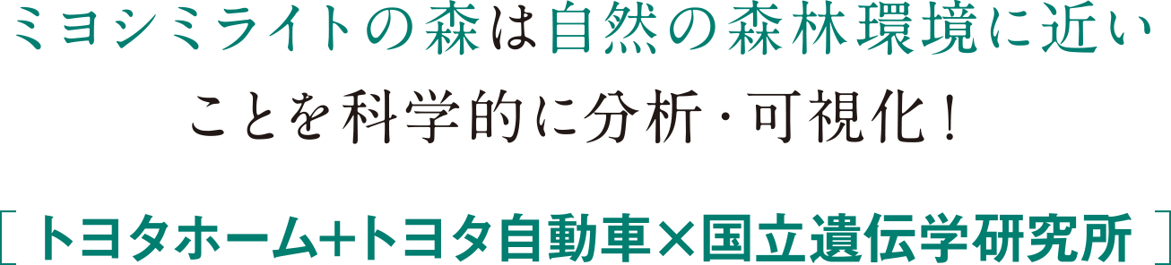 ミヨシミライトの森は自然の森林環境に近いことを科学的に分析・可視化！ トヨタホーム+トヨタ自動車×国立遺伝学研究所